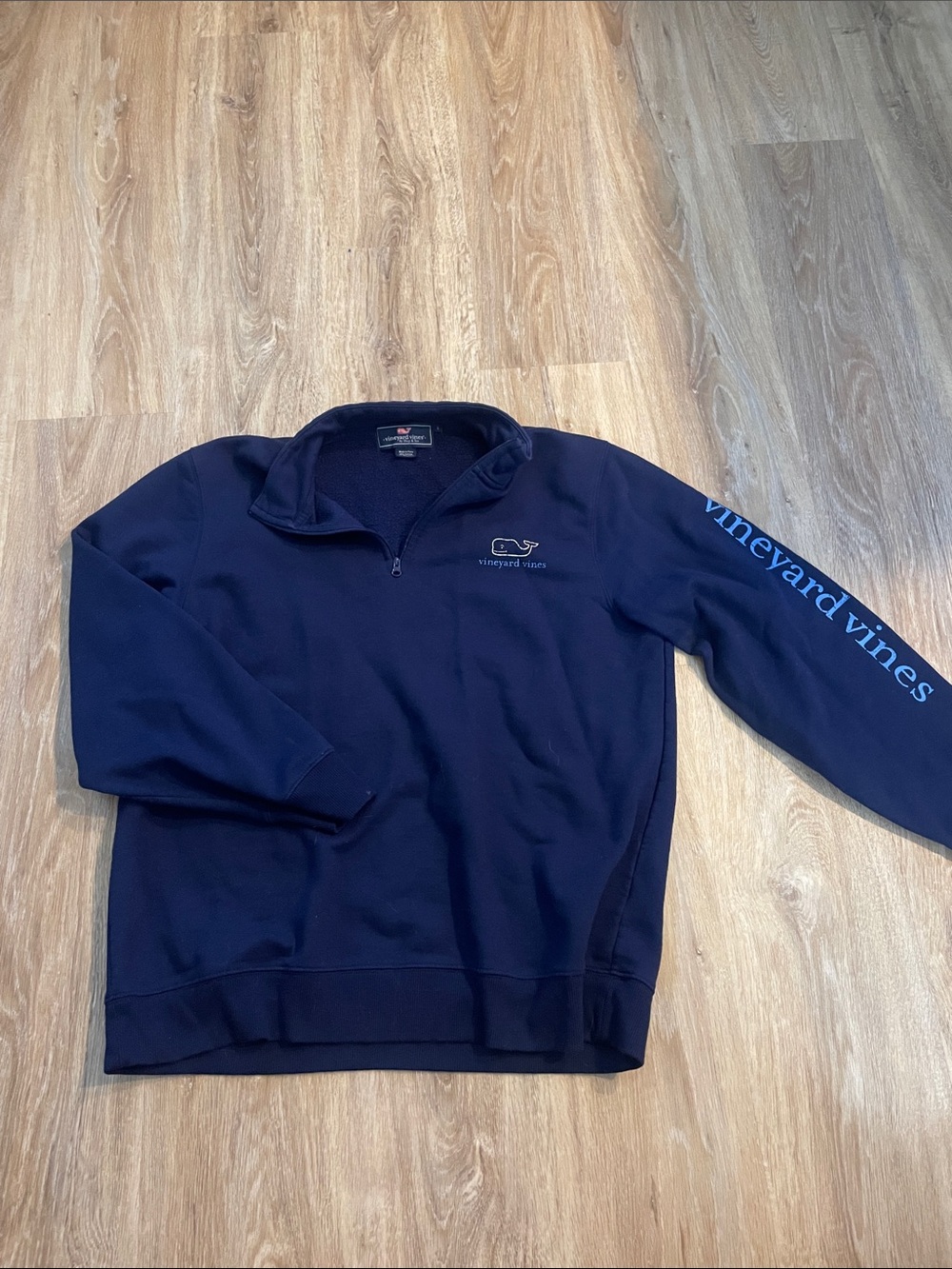 Vineyard Vines Men's Navy Quarter Zip Logo Pullover